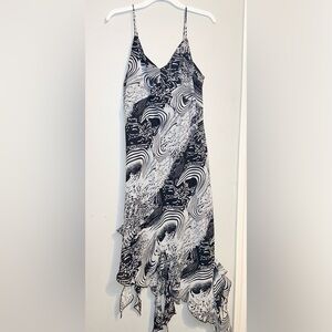 Dress U Black & White Marble-Print Slip Dress